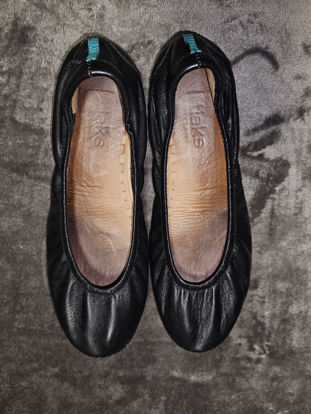 Tieks Women's Black Leather Ballet Flats Foldable Portable Classic Chic Sz 6